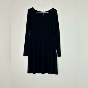 Black long sleeve swoop neck dress